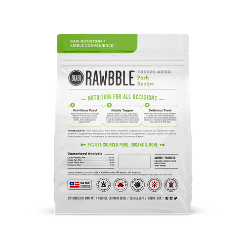 Bixbi - Rawbble Pork Freeze-Dried Dog Food