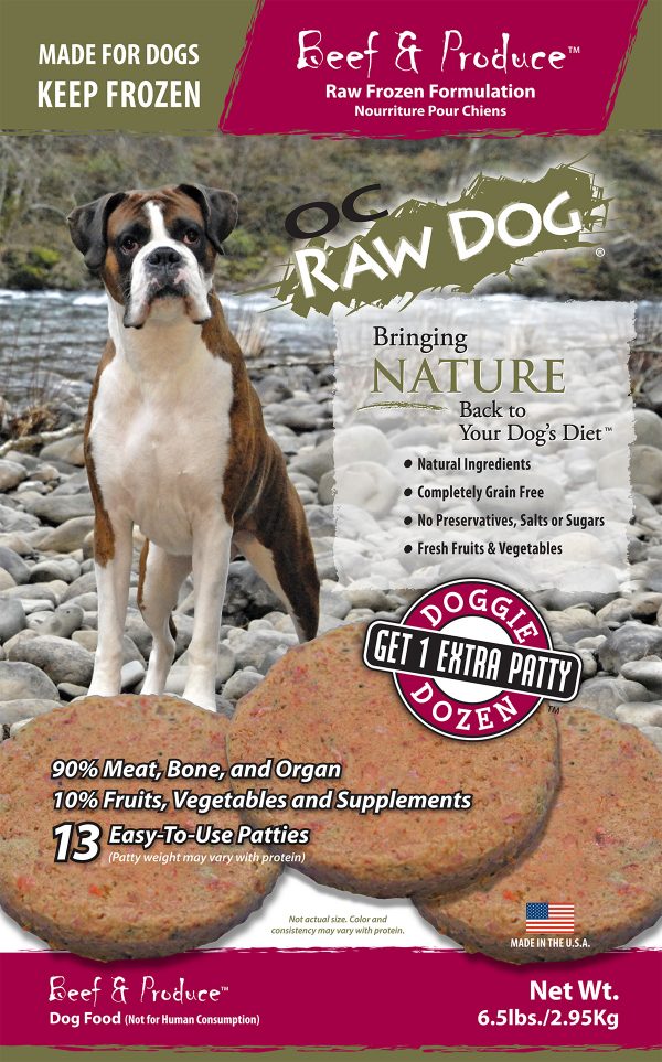 OC Raw Dog - Beef & Produce Patties Frozen Raw Dog Food - PICK UP ONLY