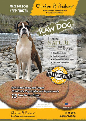 OC Raw Dog - Chicken & Produce Patties Frozen Raw Dog Food - PICK UP ONLY