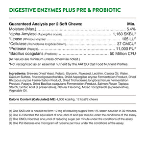 NaturVet - Digestive Enzymes Soft Chews with Prebiotic & Probiotic for Cats