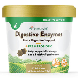 NaturVet - Digestive Enzymes Soft Chews with Prebiotic & Probiotic for Cats