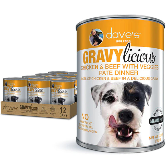 Dave's Pet Food - Gravylicious Chicken & Beef with Veggies Pate Dinner Wet Dog Food