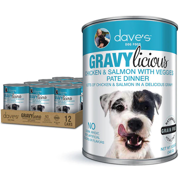 Dave's Pet Food - Gravylicious Chicken & Salmon with Veggies Pate Dinner Wet Dog Food