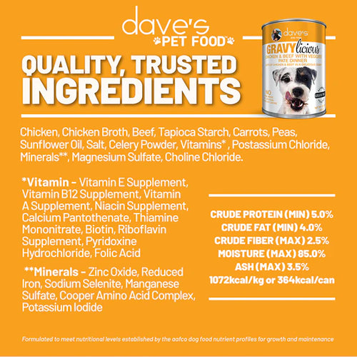 Dave's Pet Food - Gravylicious Chicken & Beef with Veggies Pate Dinner Wet Dog Food