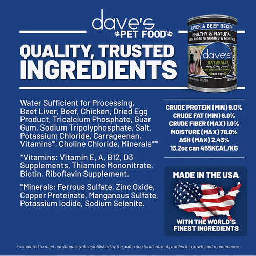 Dave's Pet Food - Naturally Healthy Liver & Beef Recipe Wet Dog Food