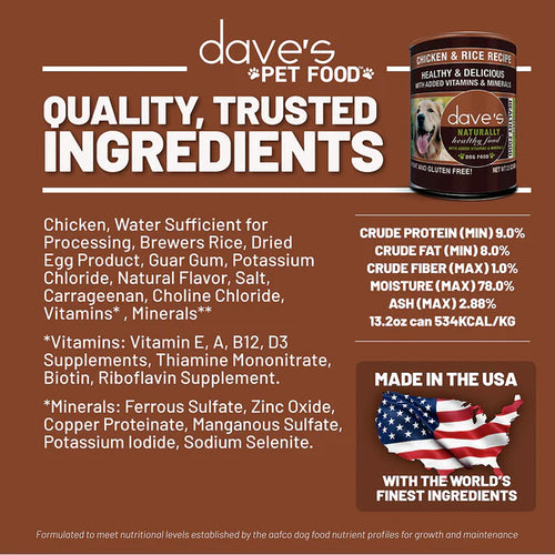 Dave's Pet Food - Naturally Healthy Chicken & Rice Recipe Wet Dog Food