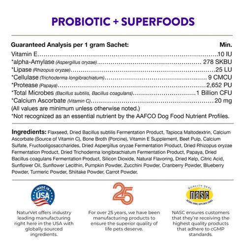 NaturVet - Evolutions Probiotics plus Superfoods Sachet for Dogs