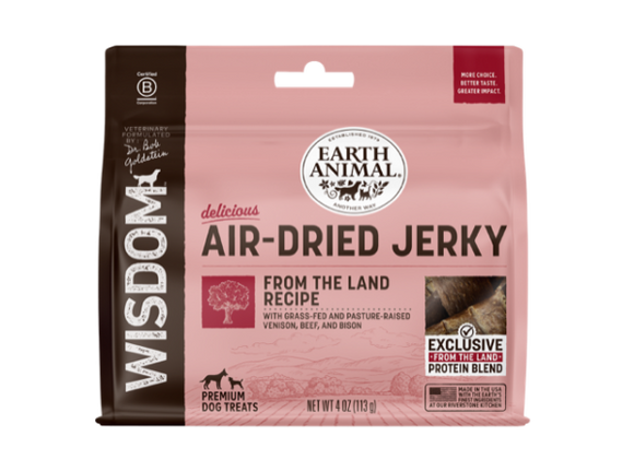 Earth Animal - Wisdom Air-Dried From the Land Recipe Jerky Dog Treats