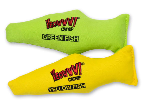 Yeowww! Catnip - Green or Yellow Catnip Fish Cat Toy