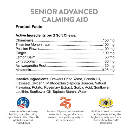 NaturVet - Senior Advanced Calming Aid Soft Chew for Dogs