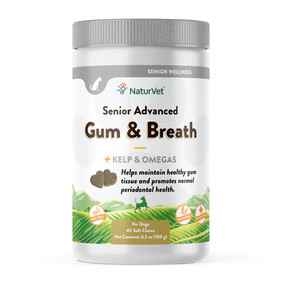 NaturVet - Senior Advanced Gum and Breath Soft Chews for Dogs
