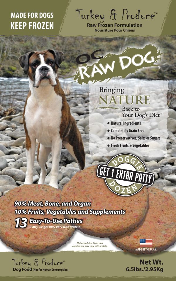 OC Raw Dog - Turkey & Produce Patties Frozen Raw Dog Food - PICK UP ONLY