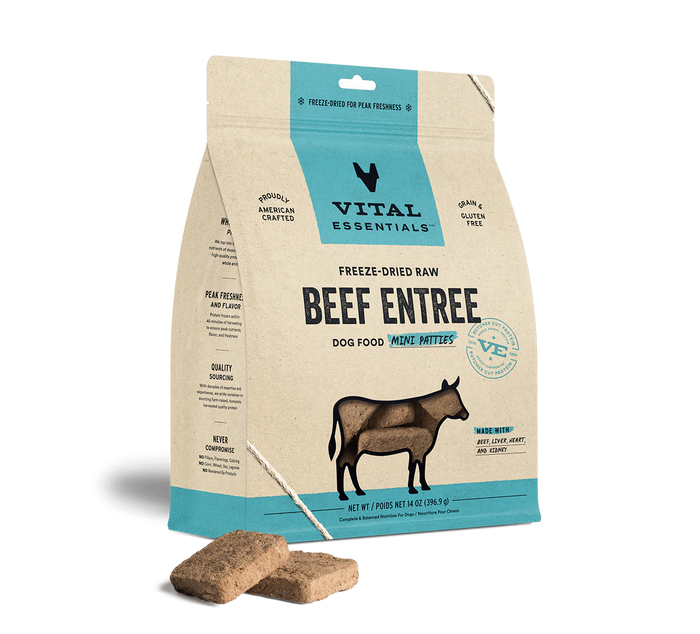 Vital Essentials - Freeze-Dried Raw Beef Entree Mini Patties Dog Food