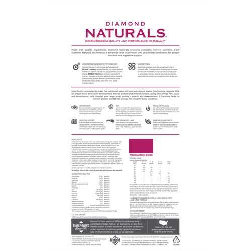 Diamond Naturals - Large Breed Puppy Lamb & Rice Formula Dry Dog Food