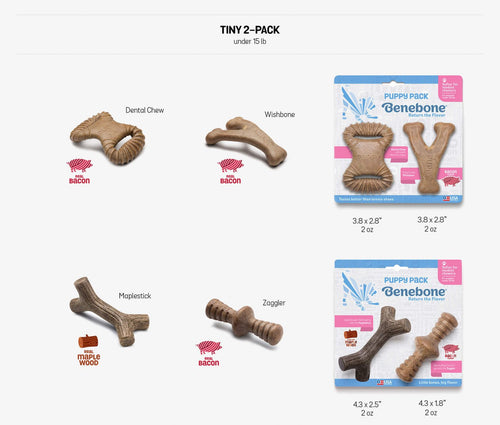 Benebone - Puppy Tiny 2-Pack Dog Chew Toy