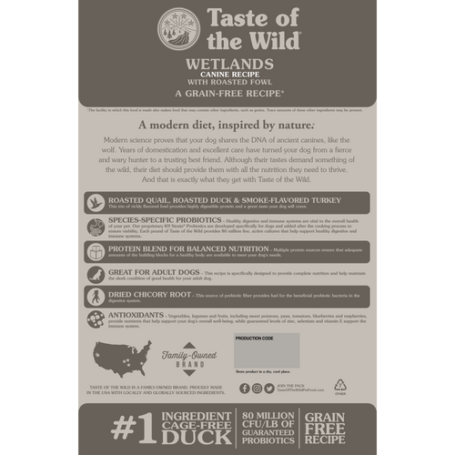 Taste of the Wild - Wetlands with Roasted Fowl Dry Dog Food