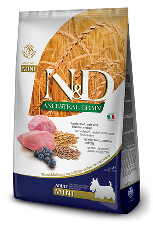 Farmina - N&D Ancestral Grain Lamb & Blueberry Recipe Adult Mini Breed Dry Dog Food