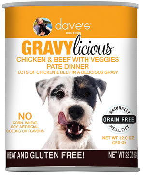 Dave's - Gravylicious Chicken & Beef with Veggies Pate Dinner Wet Dog Food