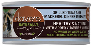 Dave's - Naturally Healthy Grain Free Grilled Tuna & Mackerel Dinner In Gravy Wet Cat Food