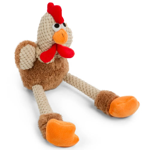GoDog -  Skinny Rooster Chew Guard Squeaky Plush Dog Toy