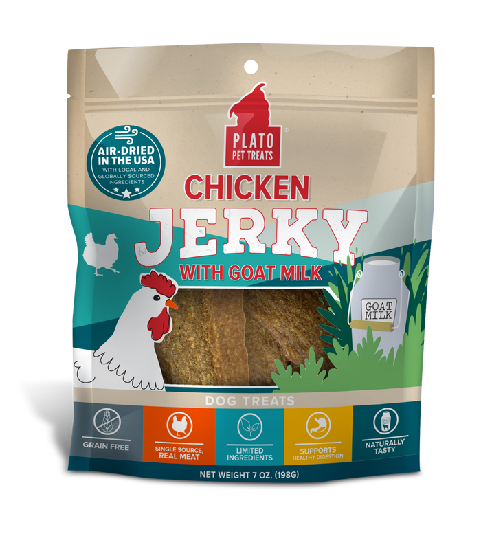 Plato Pet Treats - Chicken Jerky with Goat’s Milk Dog Treats