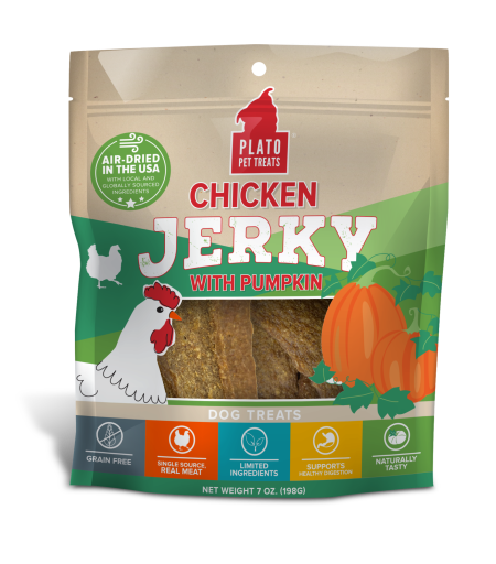 Plato Pet Treats - Chicken Jerky with Pumpkin Dog Treats
