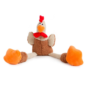 GoDog -  Skinny Rooster Chew Guard Squeaky Plush Dog Toy
