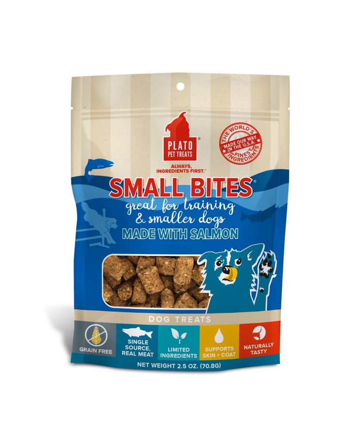 Plato Pet Treats - Small Bites Salmon Meaty Morsel Dog Treats