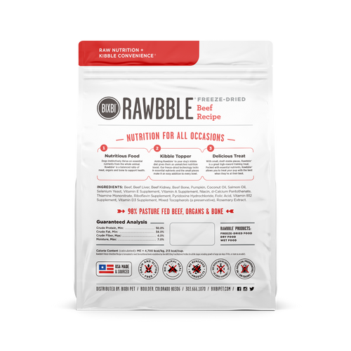 Bixbi - Rawbble Beef Freeze-Dried Dog Food