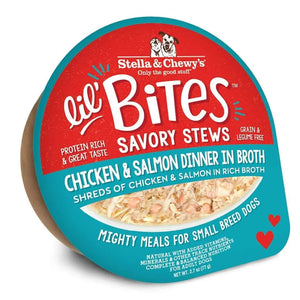 Stella & Chewy's - Lil’ Bites Savory Stews Chicken & Salmon Dinner in Broth for Dogs