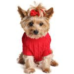 Doggie Designs - Fiery Red Combed Cotton Cable Knit Dog Sweater