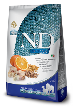Farmina - N&D Ocean Cod, Spelt, Oats & Orange Med/Maxi Dry Dog Food