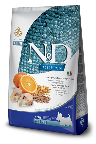 Farmina - N&D Ocean Cod, Spelt, Oats & Orange Adult Mini Dry Dog Food