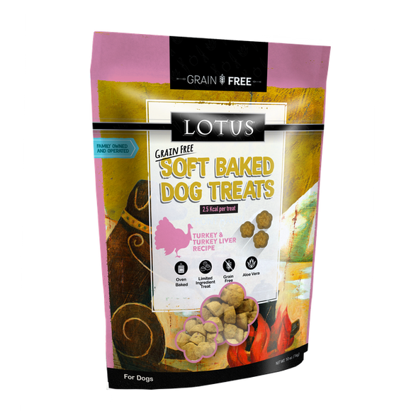 Lotus - Grain-Free Soft Baked Turkey & Turkey Liver Treats, 10-oz